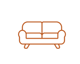 Illustration of a simple, stylized couch.